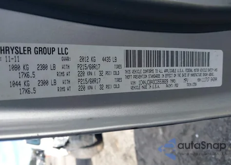 2012 Jeep Compass Sport z USA, uszkodzony, nr VIN 1C4NJCBA3CD553829